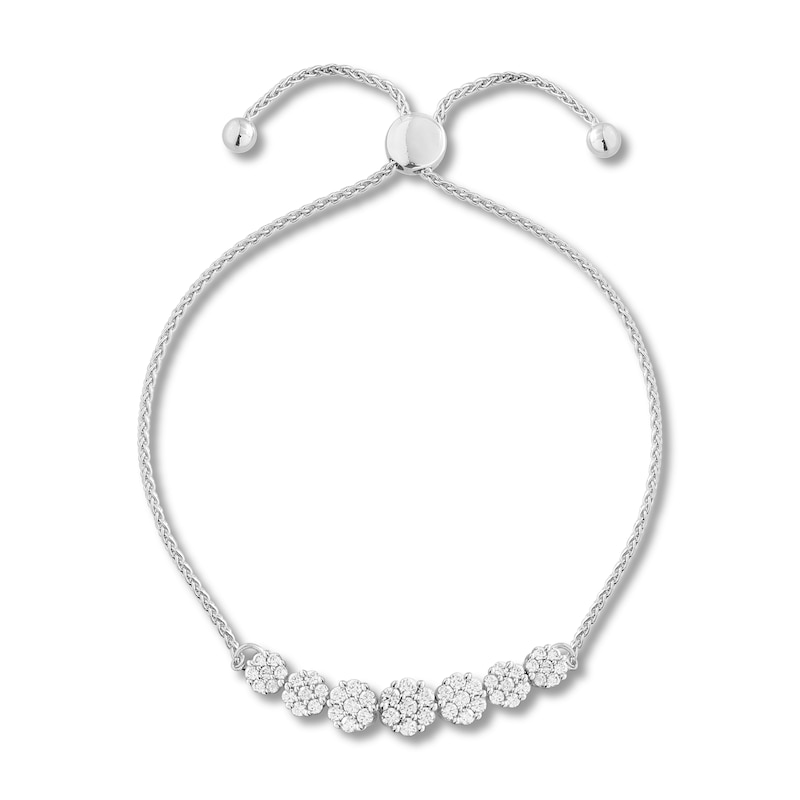 Main Image 1 of Diamond Bolo Bracelet 1 ct tw 10K White Gold 9.5&quot;