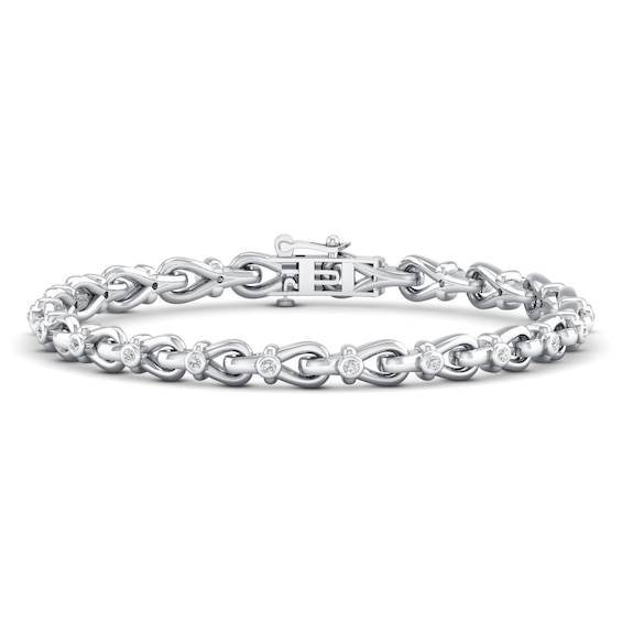Love + Be Loved Diamond Tennis Bracelet 1/3 ct tw Sterling Silver 7.25"