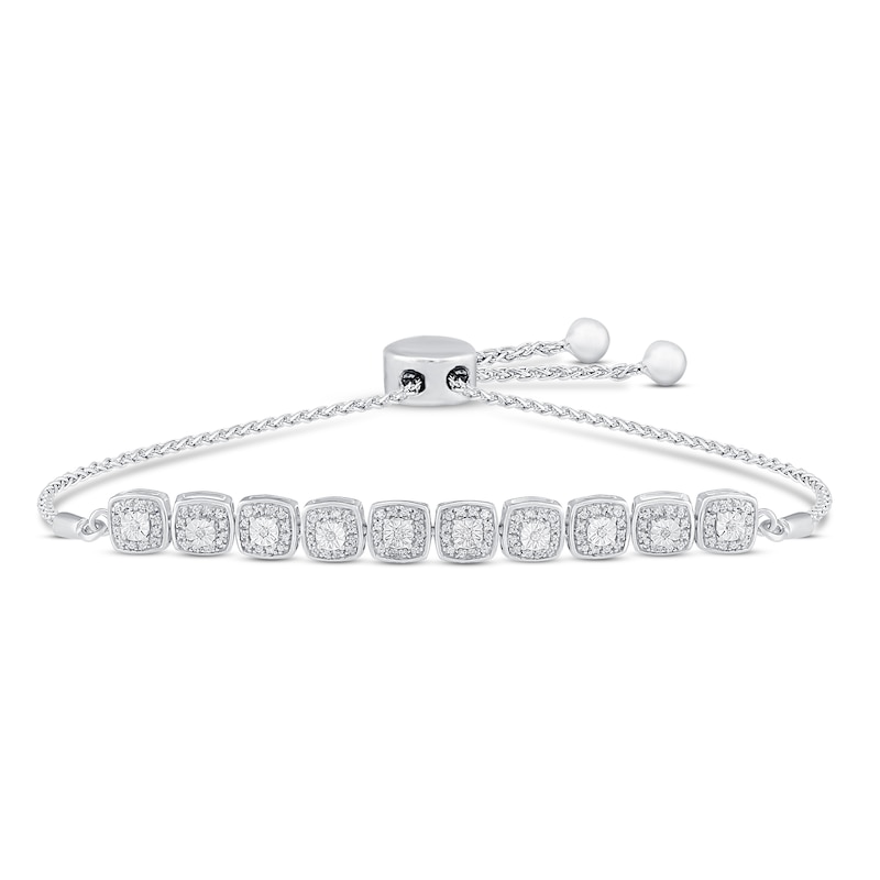 Main Image 1 of Diamond Bolo Bracelet 1/4 ct tw Sterling Silver 9.5&quot;