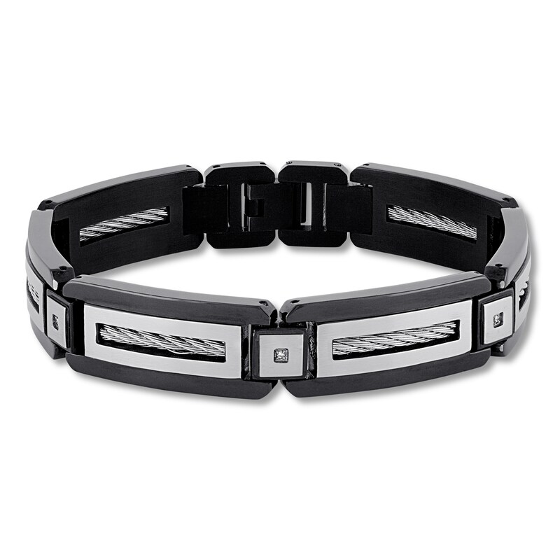 Main Image 1 of Men's Diamond Bracelet 1/20 ct tw Stainless Steel/Ion-Plating