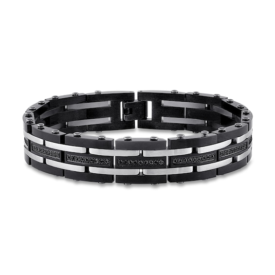 Men's Black Diamond Bracelet 1 ct tw Stainless Steel 8.5"