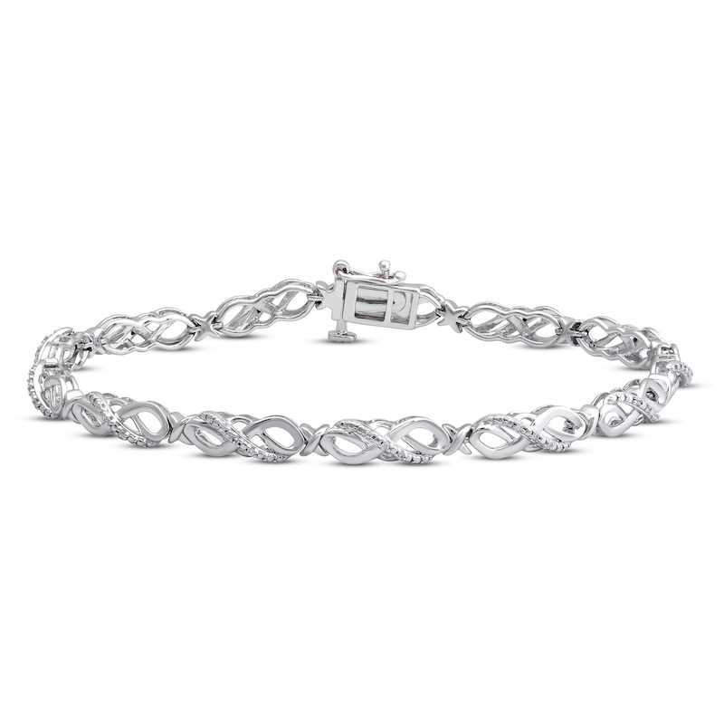 Main Image 1 of Diamond Infinity Bracelet 1/10 ct tw Sterling Silver 7.5&quot;