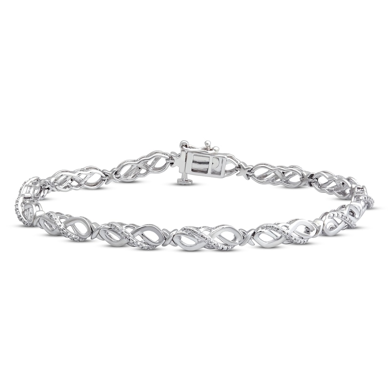 Diamond Infinity Bracelet 1/10 ct tw Sterling Silver 7.5"