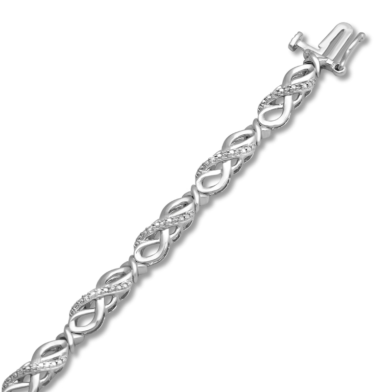 Main Image 2 of Diamond Infinity Bracelet 1/10 ct tw Sterling Silver 7.5&quot;