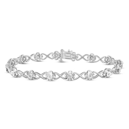 Diamond Bracelet 1/10 ct tw Round-cut Sterling Silver 7.5"