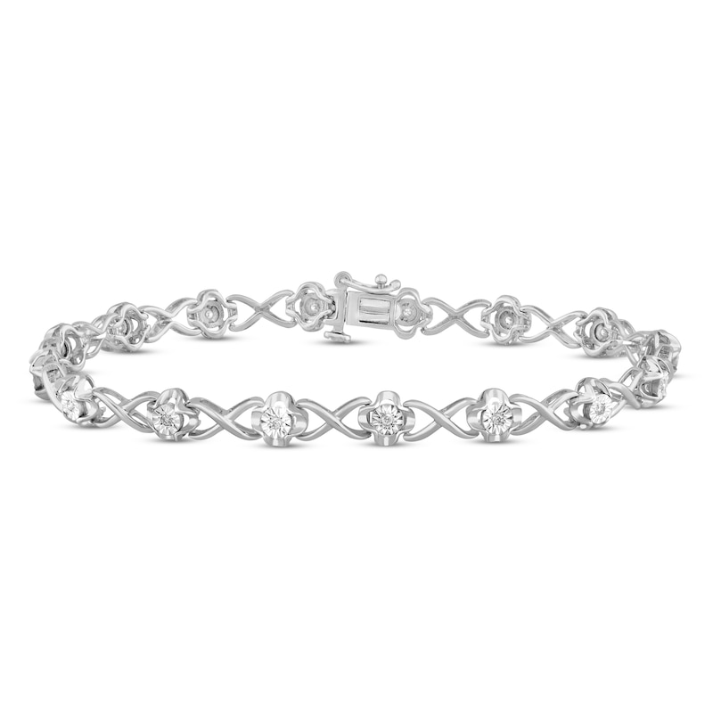 Main Image 1 of Diamond Bracelet 1/10 ct tw Round-cut Sterling Silver 7.5&quot;