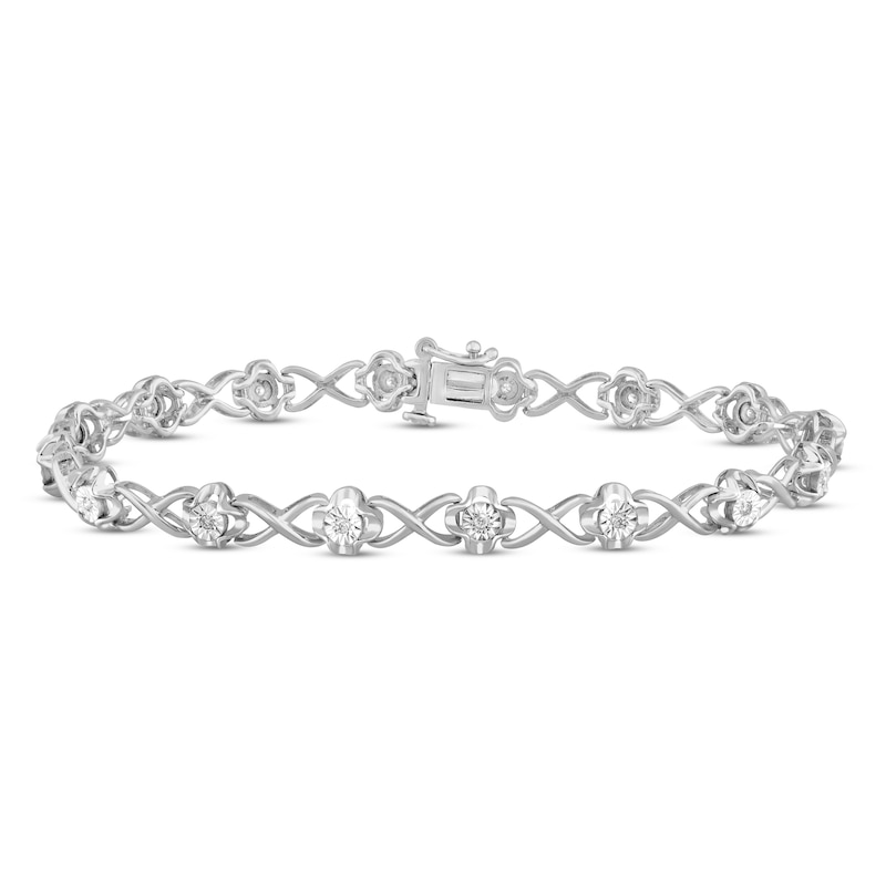 Diamond Bracelet 1/10 ct tw Round-cut Sterling Silver 7.5"