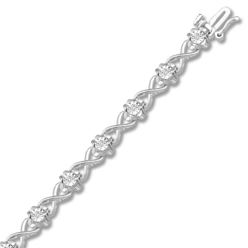 Main Image 2 of Diamond Bracelet 1/10 ct tw Round-cut Sterling Silver 7.5&quot;