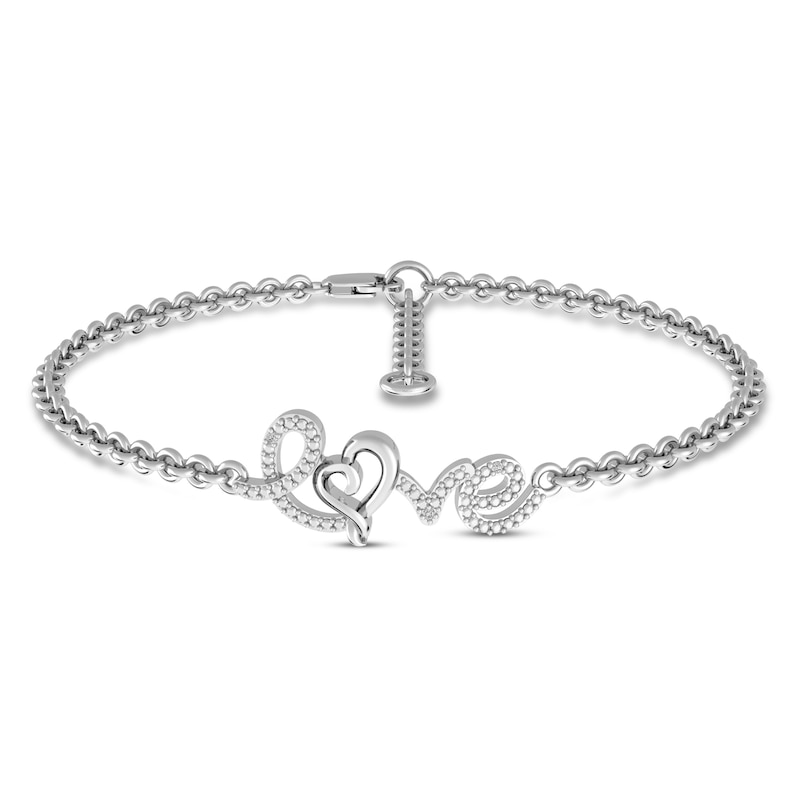 Main Image 1 of Diamond Love Bracelet Sterling Silver 7.25&quot;