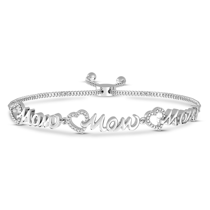 Diamond Mom Bolo Bracelet Sterling Silver