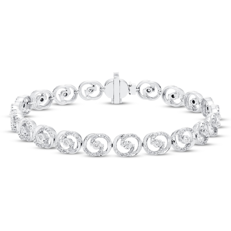 Encircled by Love Diamond Line Bracelet 1 ct tw Round-cut 10K White Gold 7.25" with 360