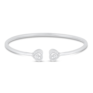 Diamond Heart Bangle Bracelet Sterling Silver | Kay