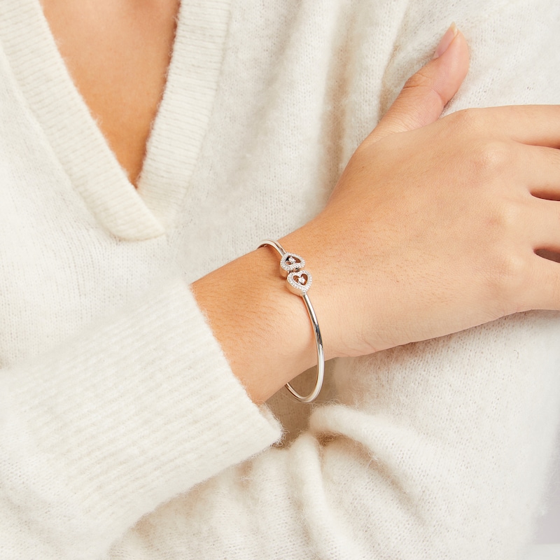 Main Image 2 of Diamond Heart Bangle Bracelet Sterling Silver