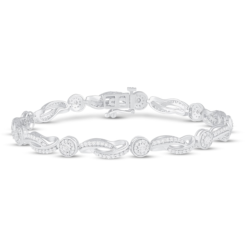 Main Image 1 of Diamond Fashion Bracelet 1 ct tw 10K White Gold 7&quot;