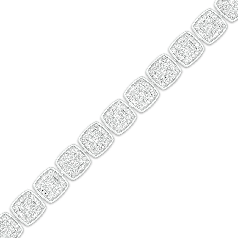 Diamond Cushion Line Bracelet 1 ct tw Round-cut 10K White Gold 7.25"