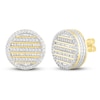 Men's Diamond Earrings 1 ct tw Round & Baguette 10K Yellow Gold