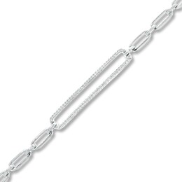 Diamond Paperclip Bracelet 1/3 ct tw Sterling Silver 7.25&quot;