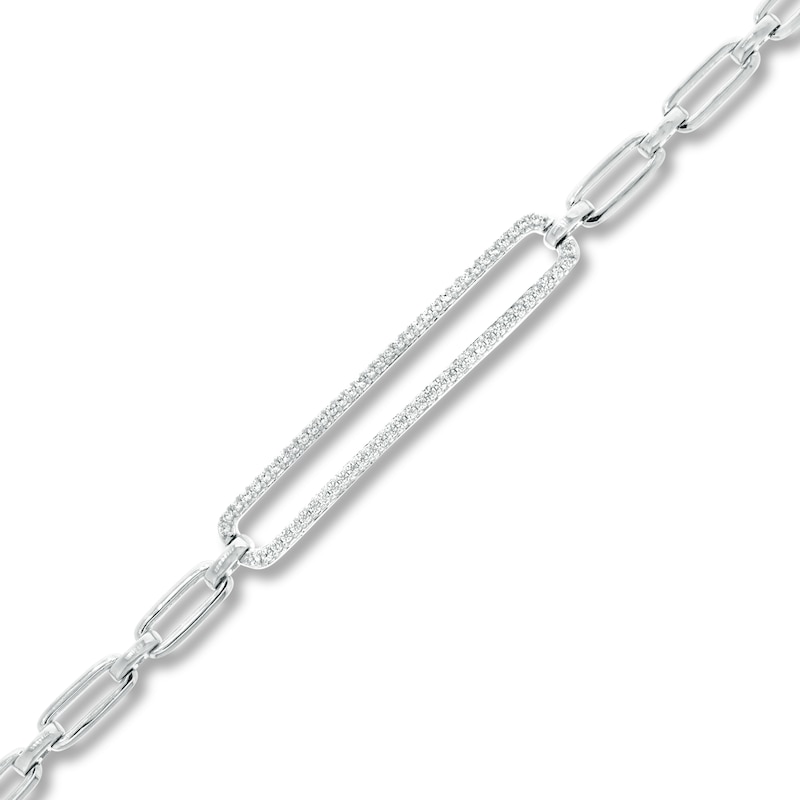 Diamond Paperclip Bracelet 1/3 ct tw Sterling Silver 7.25"