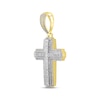 Thumbnail Image 2 of Men's Diamond Cross Pendant 1 ct tw Round & Baguette 10K Yellow Gold