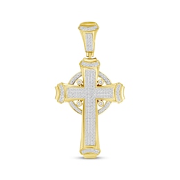 Men's Diamond Cross Pendant 1/2 ct tw Round-cut 10K Yellow Gold