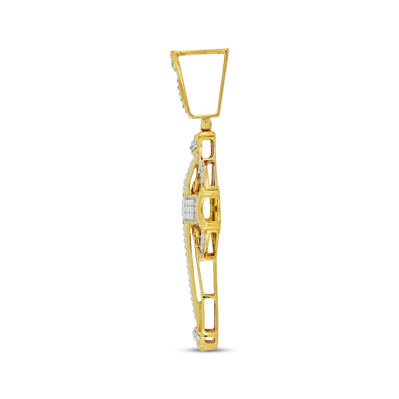 Main Image 2 of Men's Diamond Cross Pendant 1/2 ct tw Round-cut 10K Yellow Gold