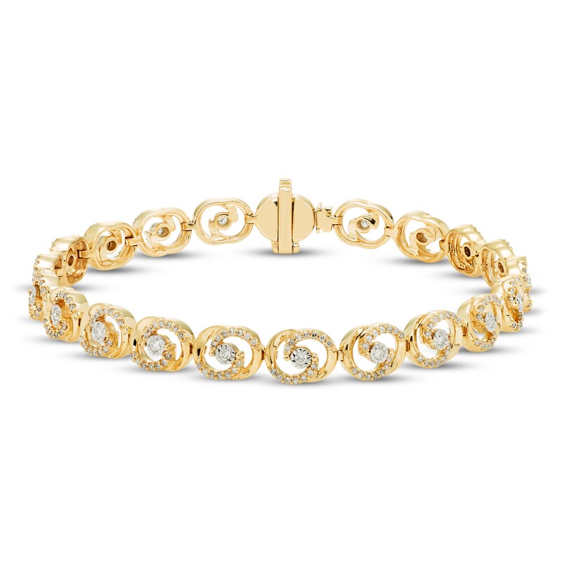 Encircled by Love Diamond Line Bracelet 1 ct tw Round-cut 10K Yellow Gold 7.25"
