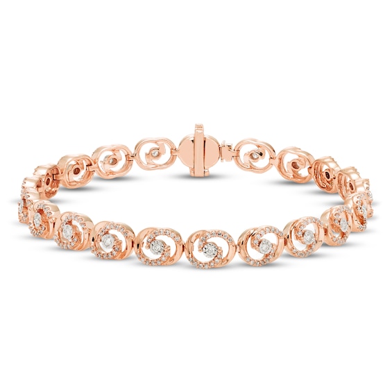 Encircled by Love Diamond Line Bracelet 1 ct tw Round-cut 10K Rose Gold 7.25"