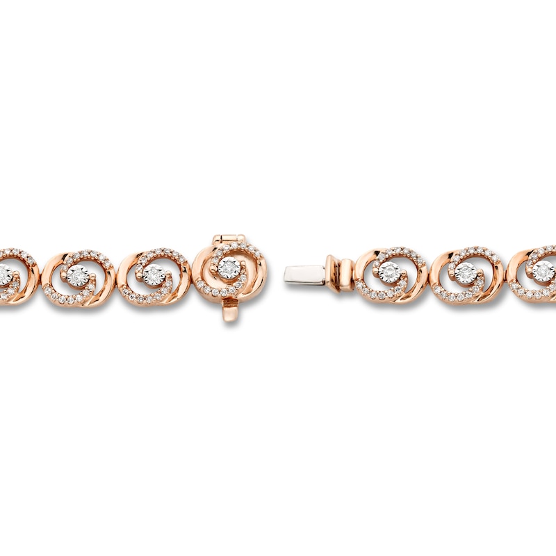 Main Image 3 of Encircled by Love Diamond Line Bracelet 1 ct tw Round-cut 10K Rose Gold 7.25&quot;