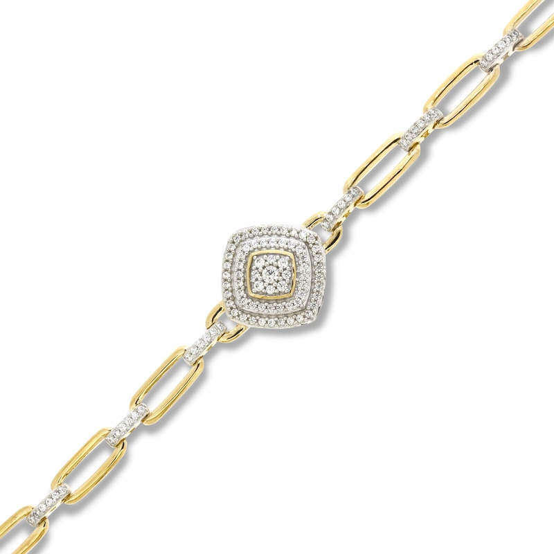Diamond Paperclip Bracelet 1/3 ct tw Round-cut 10K Yellow Gold 7.25"