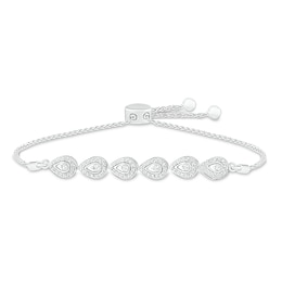 Diamond Bolo Bracelet 1/2 ct tw Round-Cut Sterling Silver 9.5"