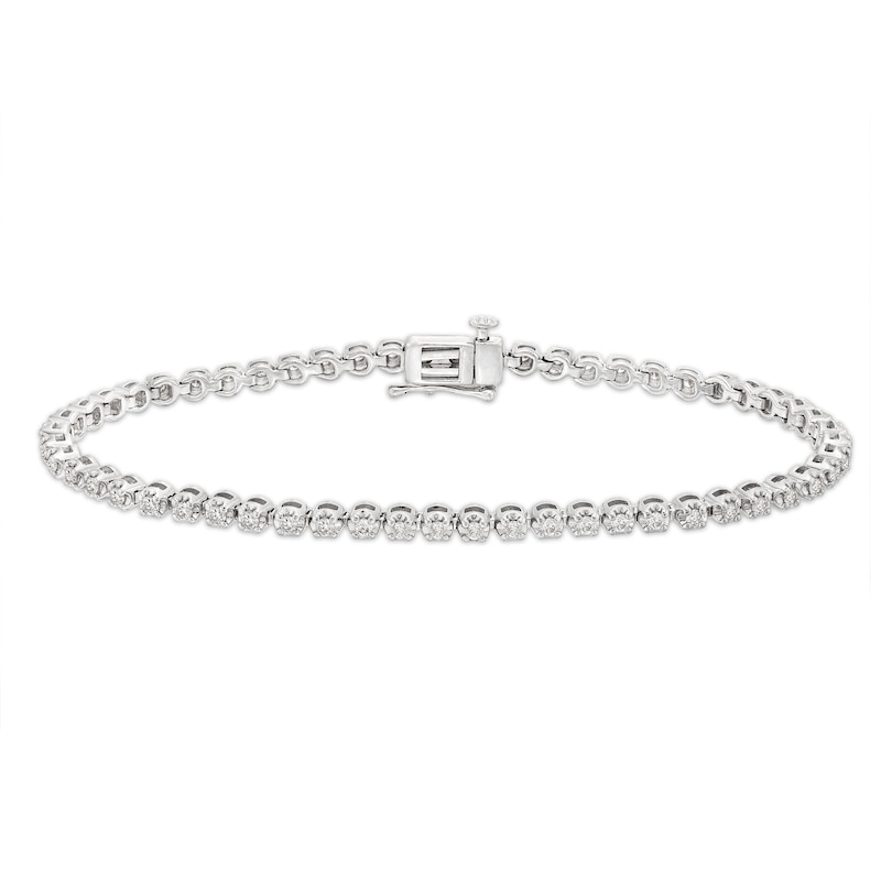 Diamond Bracelet 1 ct tw Round-Cut 10K White Gold 7"