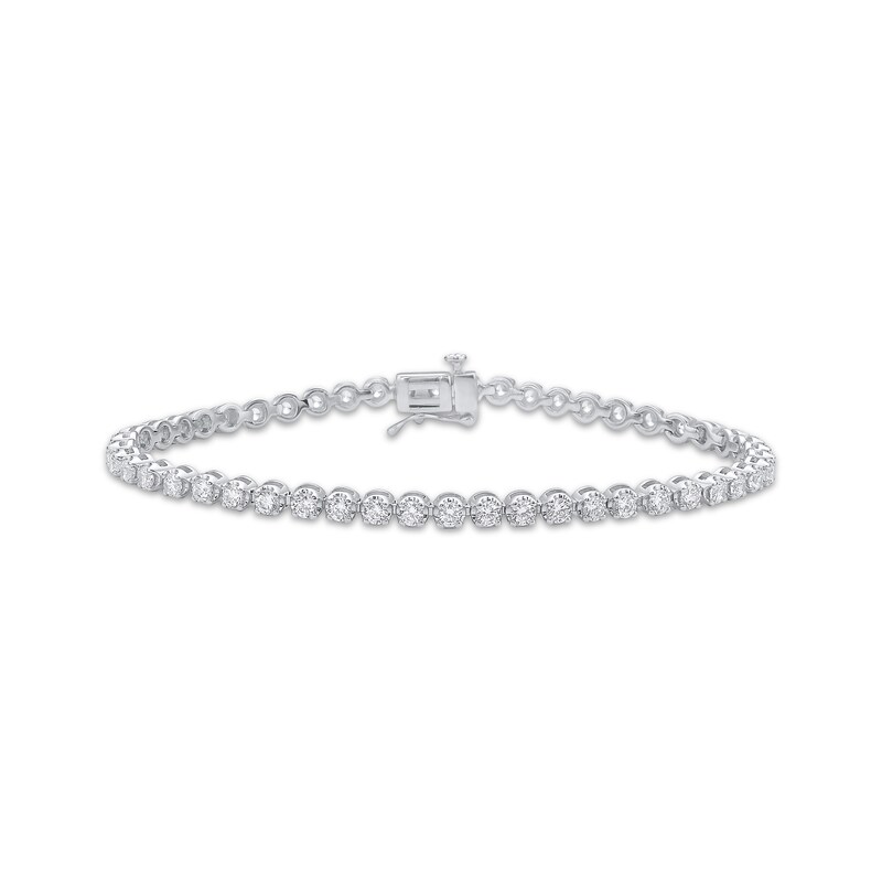 Main Image 1 of Diamond Tennis Bracelet 3 ct tw Round-Cut 10K White Gold 7&quot;