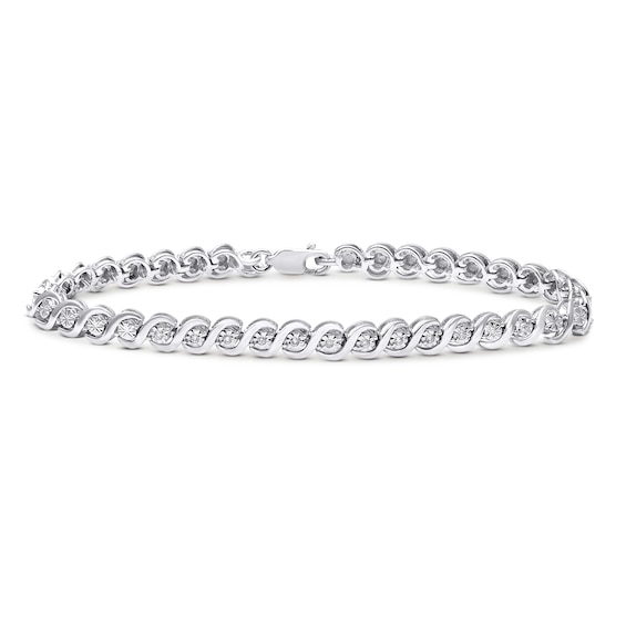 Diamond Bracelet 1/10 ct tw Round-cut Sterling Silver 7.5"