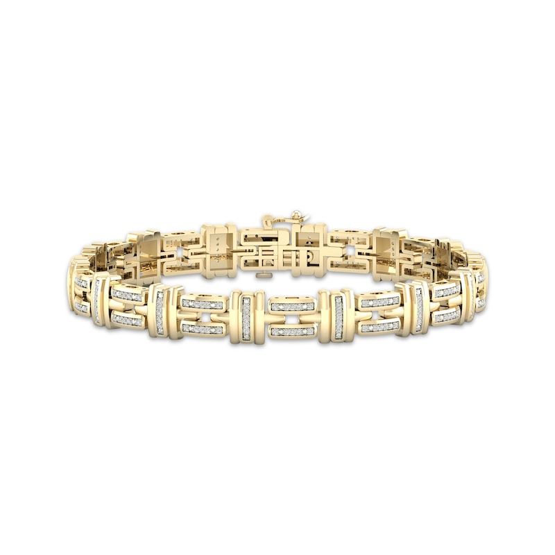 MEN'S YELLOW GOLD BRACELET WITH DIAMOND PAVE, 2 1/6 CT TW