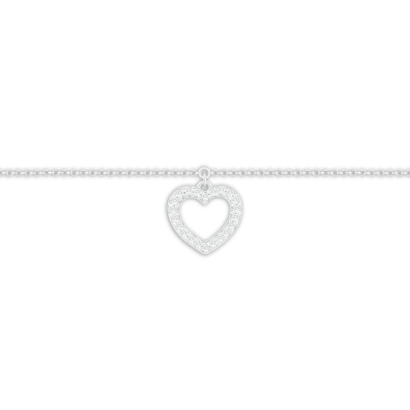 Main Image 2 of Diamond Heart Anklet 10K White Gold 9&quot;