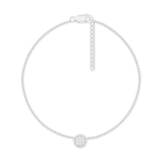 Diamond Anklet Sterling Silver 9"