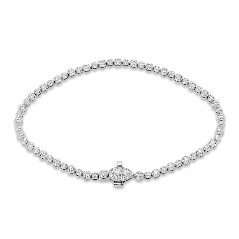 Forever Connected Diamond Bracelet 1 ct tw Pear & Round-cut 10K White Gold 7.25"