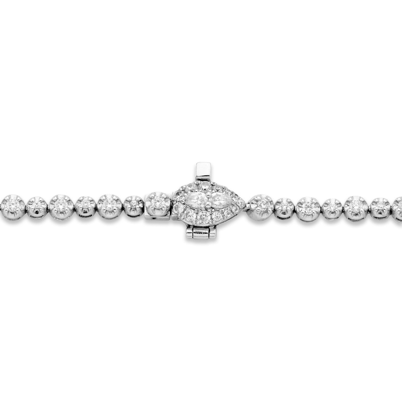 Main Image 2 of Forever Connected Diamond Bracelet 1 ct tw Pear & Round-cut 10K White Gold 7.25&quot;