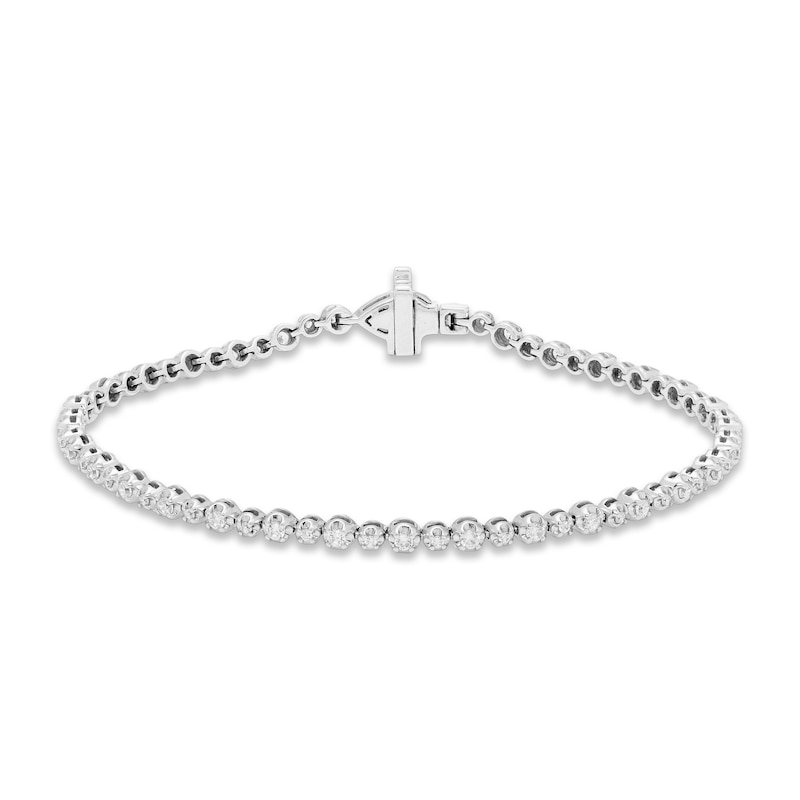 Forever Connected Diamond Bracelet 1 ct tw Pear & Round-cut 10K White Gold 7.25"