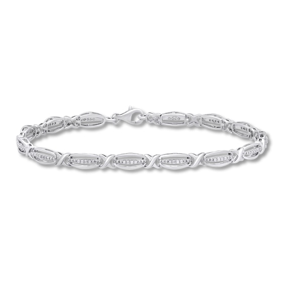 Diamond Bracelet 1/4 ct tw Round-cut Sterling Silver 7.5"
