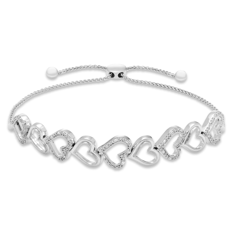 Main Image 1 of Neil Lane Diamond Heart Bolo Bracelet 1/3 ct tw Round-cut Sterling Silver 9.5&quot;