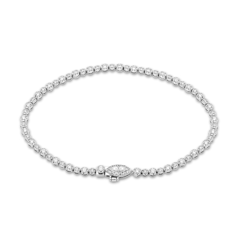 Forever Connected Diamond Bracelet 1 ct tw Round-Cut 10K White Gold 7.25"