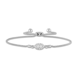 Forever Connected Diamond Bolo Bracelet 1/5 ct tw Round-Cut 10K White Gold 9.5&quot;