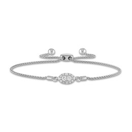 Forever Connected Diamond Bolo Bracelet 1/5 ct tw Round-Cut 10K White Gold 9.5&quot;