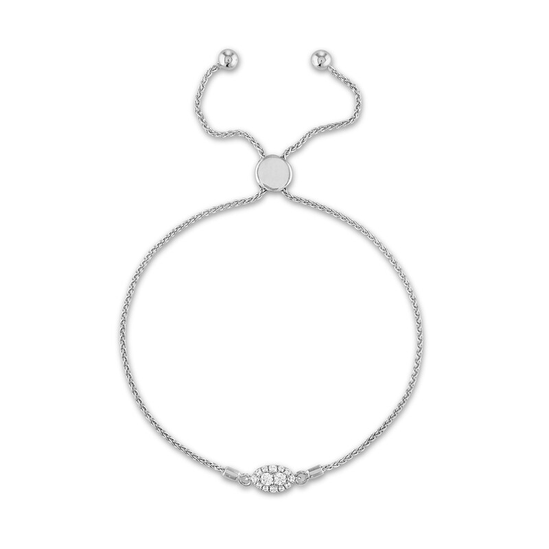 Main Image 2 of Forever Connected Diamond Bolo Bracelet 1/5 ct tw Round-Cut 10K White Gold 9.5&quot;