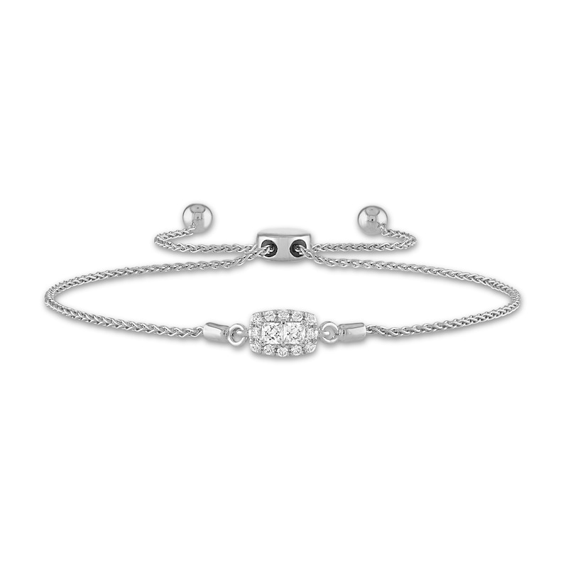 Forever Connected Diamond Bolo Bracelet 1/5 ct tw Princess & Round-Cut 10K White Gold 9.5"