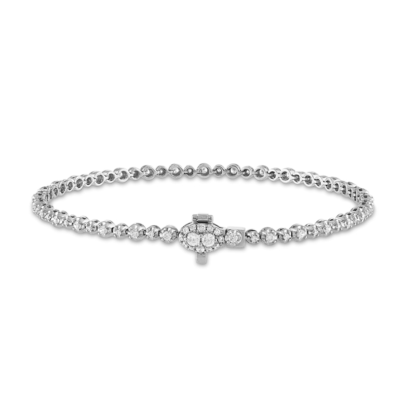 Main Image 1 of Forever Connected Diamond Bracelet 1 ct tw Round-Cut 10K White Gold 7.25&quot;