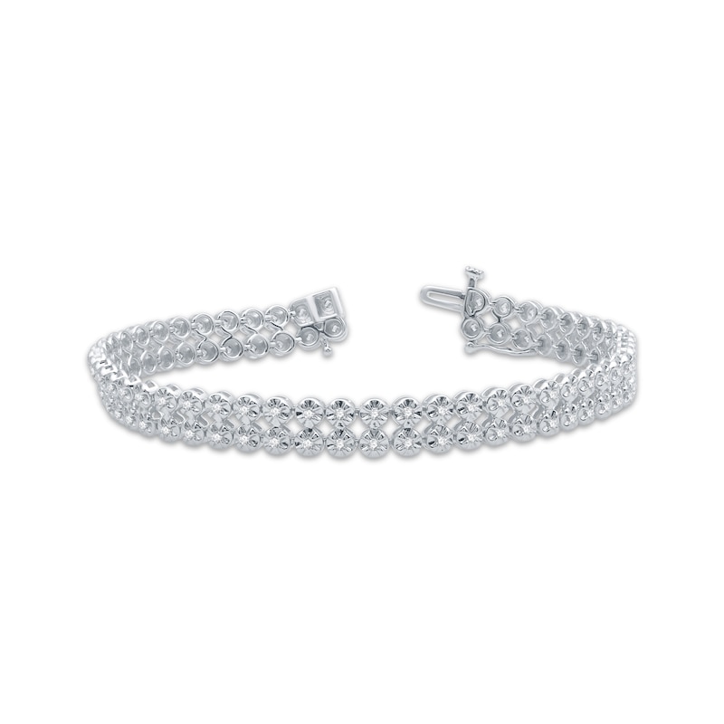 Diamond Bracelet 1 ct tw Round-Cut Sterling Silver 7.5"