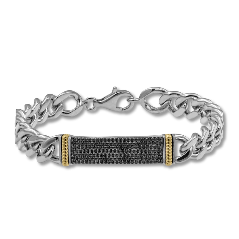 10k Solid Yellow Gold Pave ID Figaro Bracelet 8" Personalized Bracelet