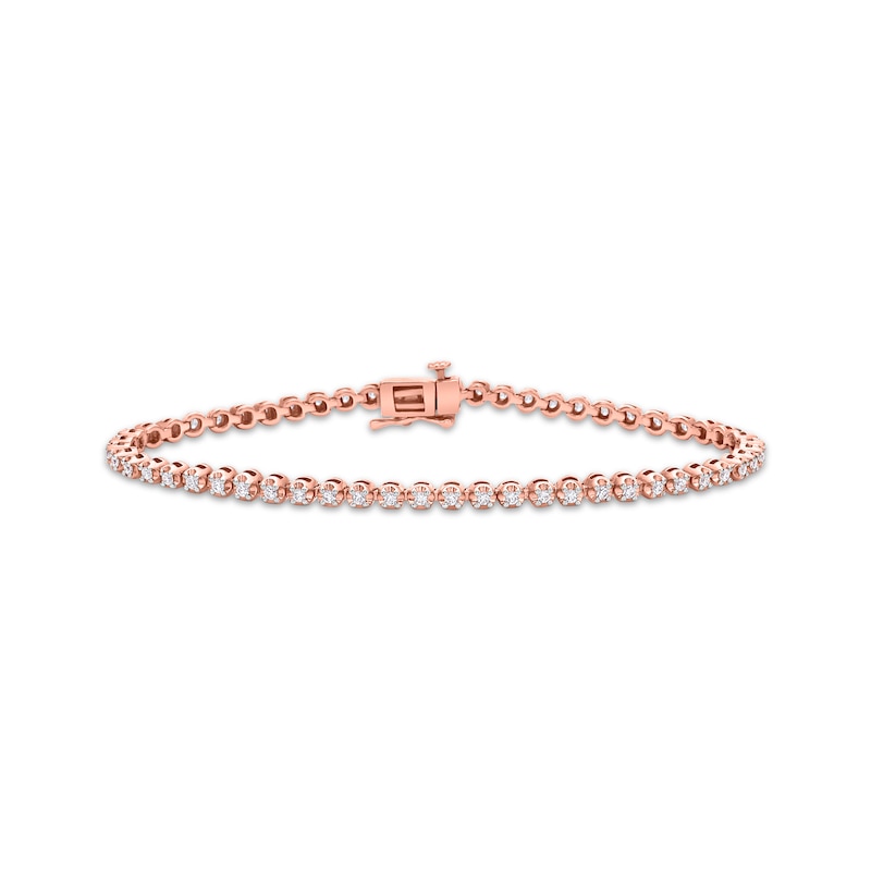 Main Image 1 of Diamond Tennis Bracelet 1 ct tw Round-cut 10K Rose Gold 7&quot;
